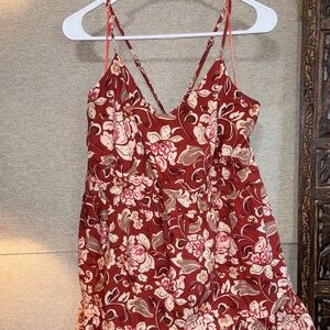 Floral Red and Pink Spaghetti Strap Dress
